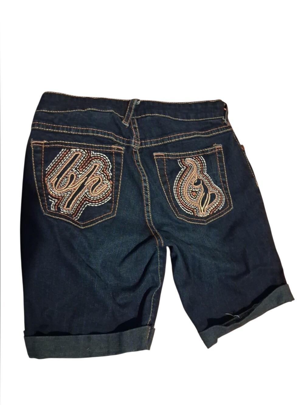 Vintage Y2K Baby Phat Size 7 Low-Rise Bermuda Denim Shorts Embroidered Baddie